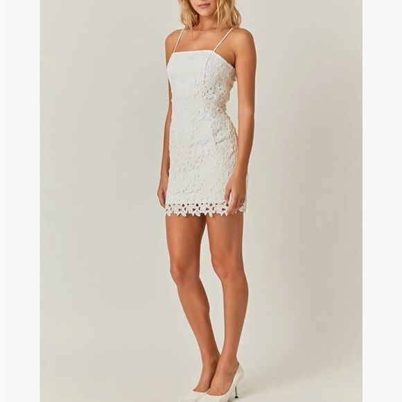 Hollister Dresses & Skirts - Hollister Lace Spaghetti White Mini Dress Size S